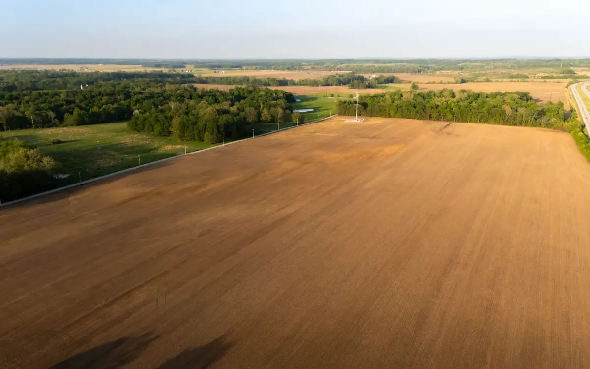Aerial view of a cleared vacant parcel